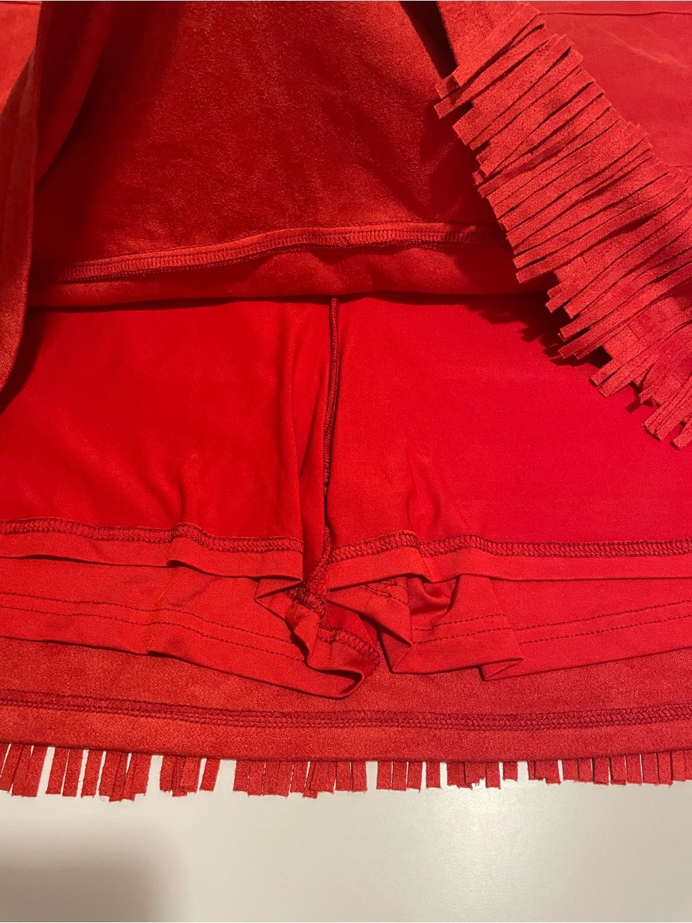 Sterling Kreek Brand Women's Size 3X Red Chic Red Fringe Mini Skirt Boho Western - Picture 3 of 4